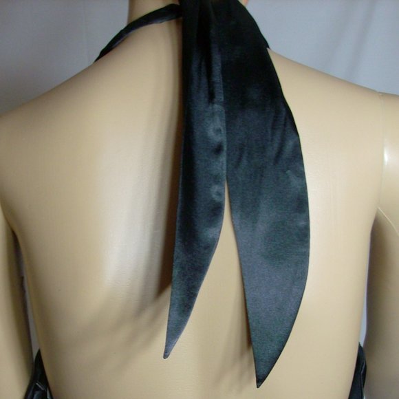 Black Satin Halter Evening Wear Adrianna Papell Size 8 NWT - Picture 4 of 12